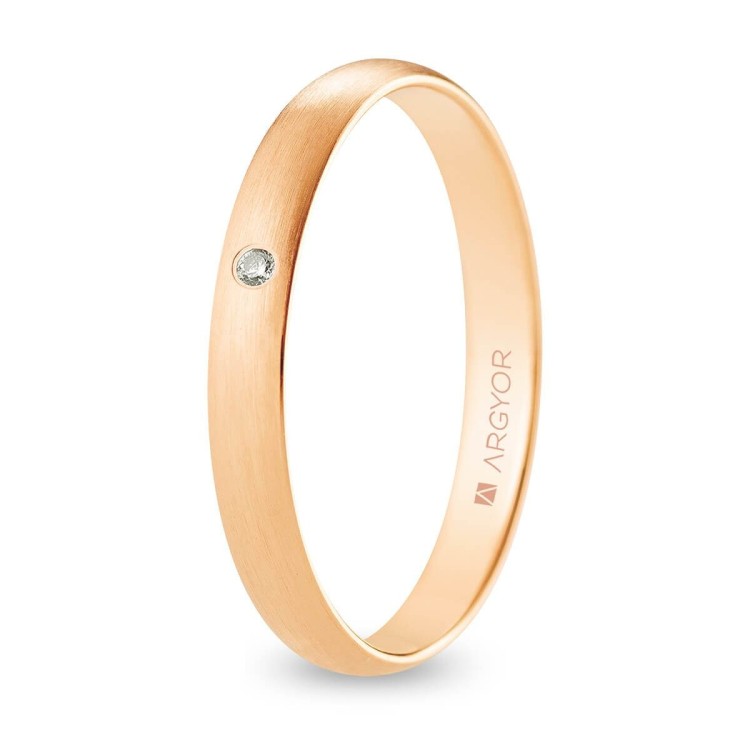 ALIANZA DE BODA ORO ROSA Y DIAMANTE 3 MM