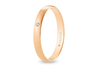 ALIANZA DE BODA ORO ROSA Y DIAMANTE 3 MM