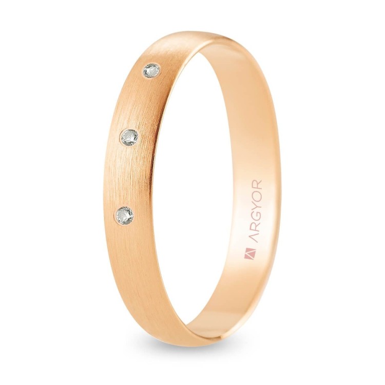 ALIANZA DE BODA ORO ROSA Y DIAMANTES 3 MM