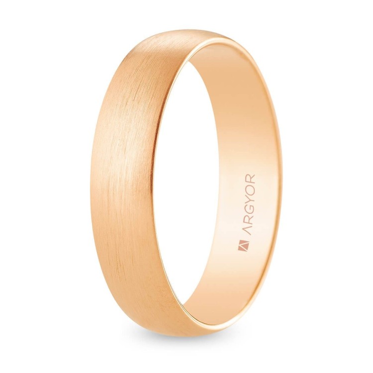 ALIANZA DE BODA ORO ROSA MEDIA CAÑA SATINADA 5 MM