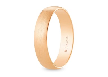 ALIANZA DE BODA ORO ROSA MEDIA CAÑA SATINADA 5 MM