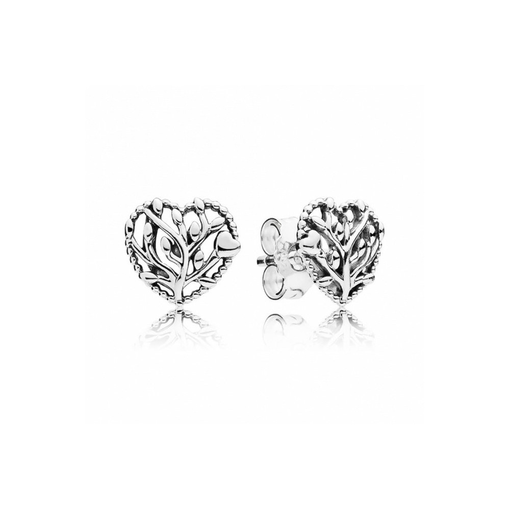 Pendientes en plata de ley Corazones Florecientes