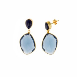 PENDIENTES AG DORADO SODALITA E IOLITA