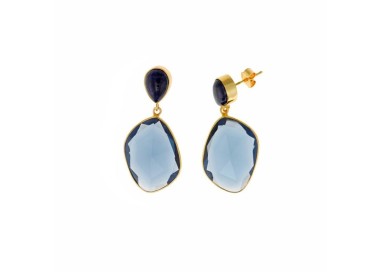 PENDIENTES AG DORADO SODALITA E IOLITA