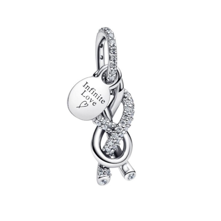 CHARM COLGANTE NUDO INFINITO Y PAVÉ