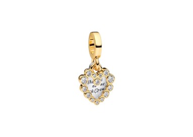 CHARM COLGANTE DOBLE CORAZÓN BRILLANTE