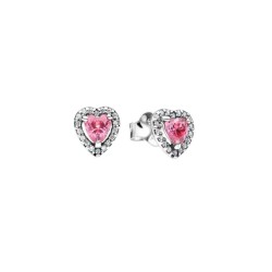 PENDIENTES DE BOTÓN CORAZÓN ROSA