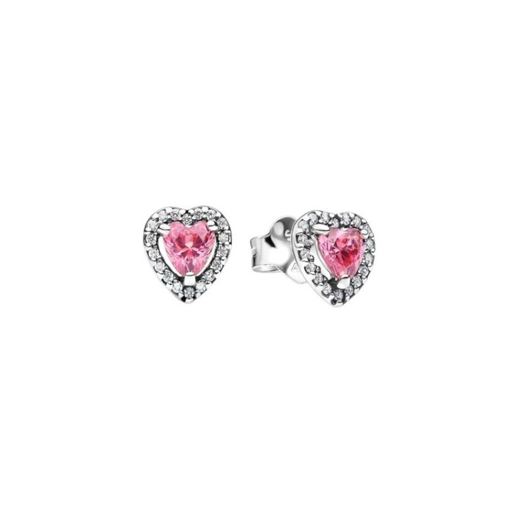 PENDIENTES DE BOTÓN CORAZÓN ROSA
