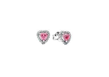 PENDIENTES DE BOTÓN CORAZÓN ROSA
