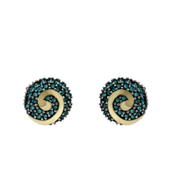 PENDIENTES SPIRA PLATA Y ORO CON PIEDRAS