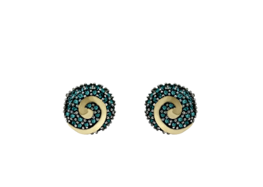 PENDIENTES SPIRA PLATA Y ORO CON PIEDRAS