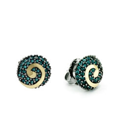 PENDIENTES SPIRA PLATA Y ORO CON PIEDRAS