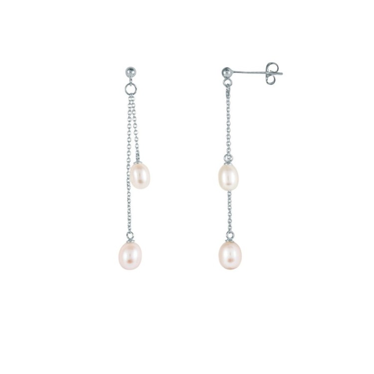 PENDIENTES GRAU DOBLE CADENA PERLAS