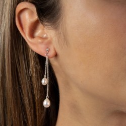 PENDIENTES GRAU DOBLE CADENA PERLAS