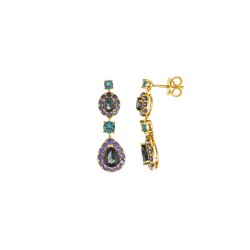 PENDIENTES AG CHAPADO DORADO TURMALINA