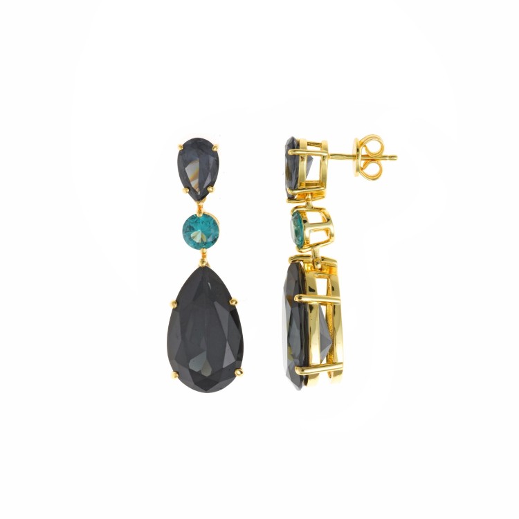 PENDIENTES AG DORADO CORINDON PARAIBA