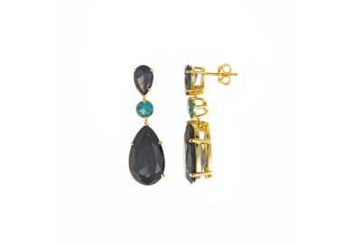 PENDIENTES AG DORADO CORINDON PARAIBA