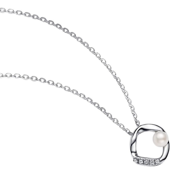 COLLAR FORMA ORGÁNICA EN PAVÉ Y PERLA