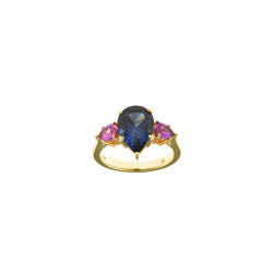 SORTIJA PLATA CHAPADO DORADO ZAFIRO