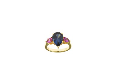 SORTIJA PLATA CHAPADO DORADO ZAFIRO