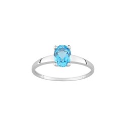ANILLO DE ORO BLANCO CON TOPACIO AZUL