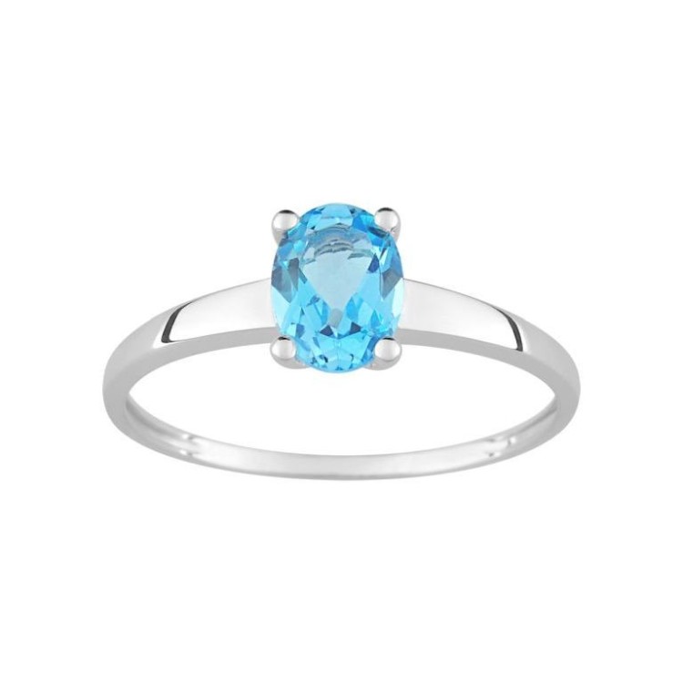 ANILLO DE ORO BLANCO CON TOPACIO AZUL