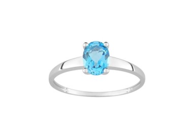ANILLO DE ORO BLANCO CON TOPACIO AZUL