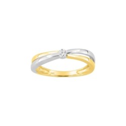 ANILLO DE COMPROMISO BICOLOR CON BRILLANTE 0.07 CT