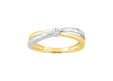 ANILLO DE COMPROMISO BICOLOR CON BRILLANTE 0.07 CT