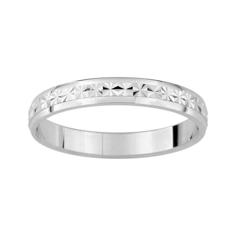 ALIANZA DE PLATA BANDA CENTRAL FACETADA 3 MM