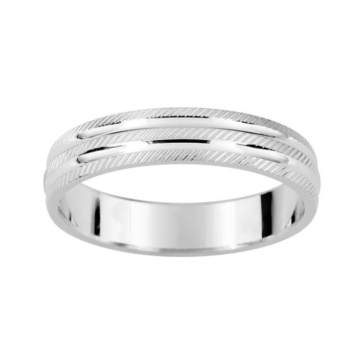 ALIANZA DE PLATA FACETADA 4 MM