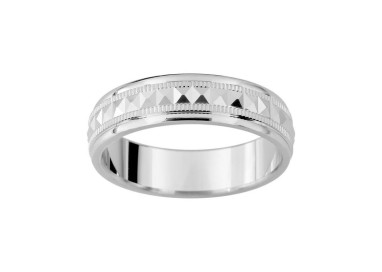 ALIANZA DE PLATA PLANA FACETADA 5 MM