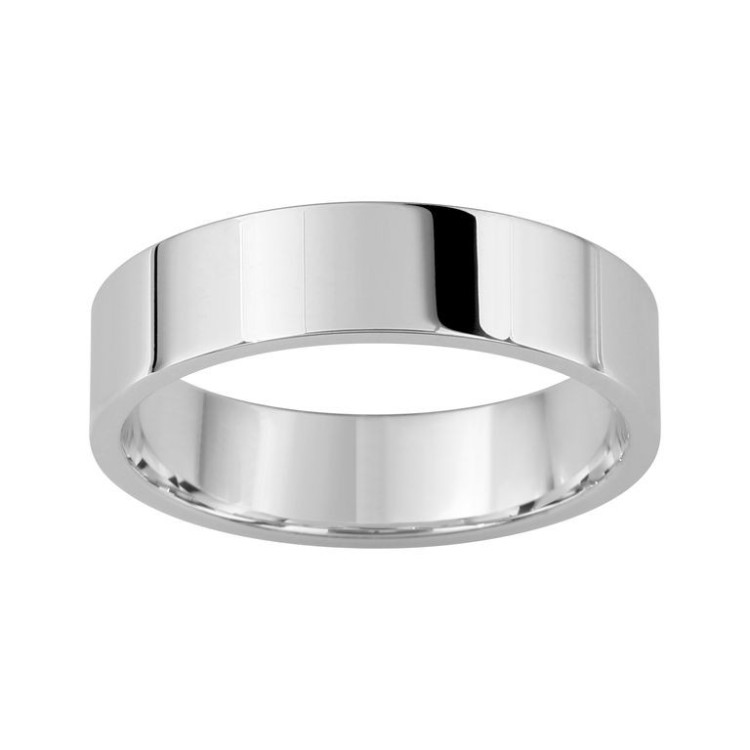 ALIANZA DE PLATA PLANA CONFORT 5 MM
