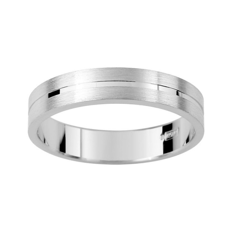 ALIANZA DE PLATA PLANA SATINADA DE 4 MM