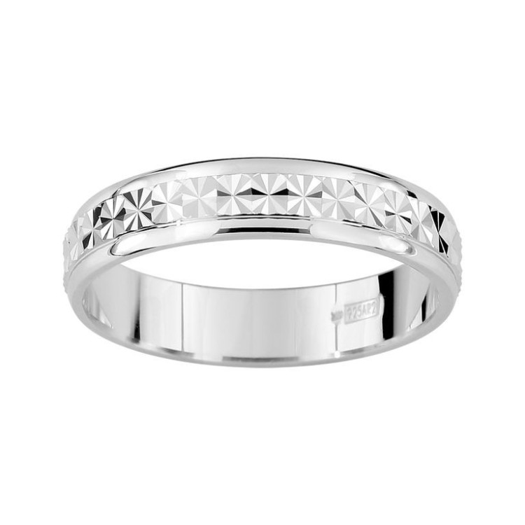 ALIANZA DE BODA FACETADA EFECTO DIAMANTADO 4 MM