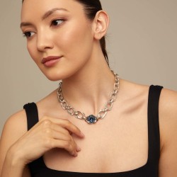 COLLAR BAÑADO EN PLATA DE LEY Y CRISTAL