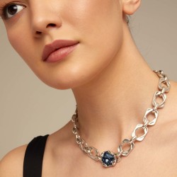 COLLAR BAÑADO EN PLATA DE LEY Y CRISTAL