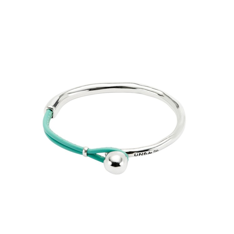 PULSERA SEMIRÍGIDA CON CUERO TURQUESA