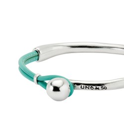 PULSERA SEMIRÍGIDA CON CUERO TURQUESA