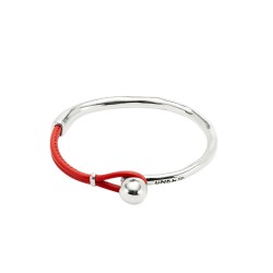 PULSERA SEMIRÍGIDA CON CUERO COLOR CORAL