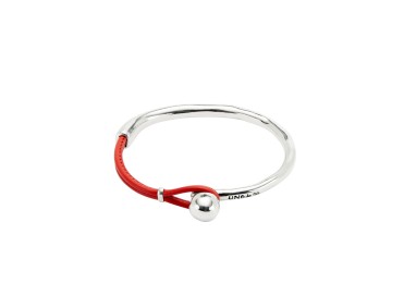 PULSERA SEMIRÍGIDA CON CUERO COLOR CORAL