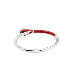 PULSERA SEMIRÍGIDA CON CUERO COLOR CORAL