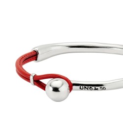 PULSERA SEMIRÍGIDA CON CUERO COLOR CORAL
