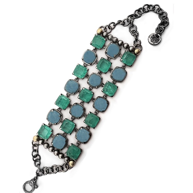 PULSERA CIELO HEMIMORFITAS Y CUARZO