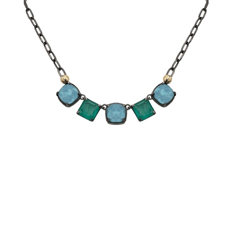 COLLAR CIELO HEMIMORFITA Y CUARZO