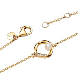PULSERA FORMA ORGÁNICA EN PAVÉ Y PERLA