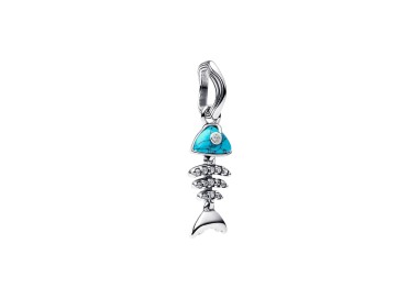 CHARM COLGANTE ESPINA PEZ COLOR TURQUESA