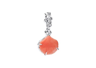 CHARM COLGANTE DOBLE CONCHA COLOR CORAL