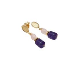 PENDIENTES ETNIA AMATISTA Y CUARZO ROSA