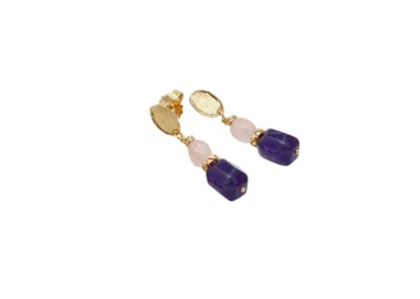 PENDIENTES ETNIA AMATISTA Y CUARZO ROSA